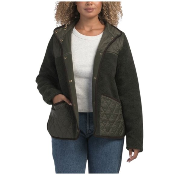 BARBOUR Olive Brambles Fleece Jacket - Picture 1 of 2